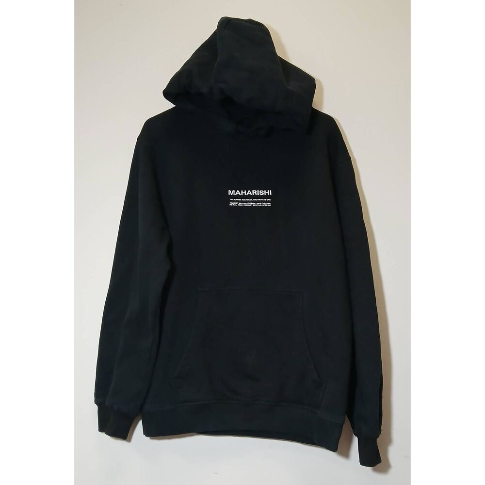 Maharishi mens small organic cotton sweatshirt hoodie black pullover